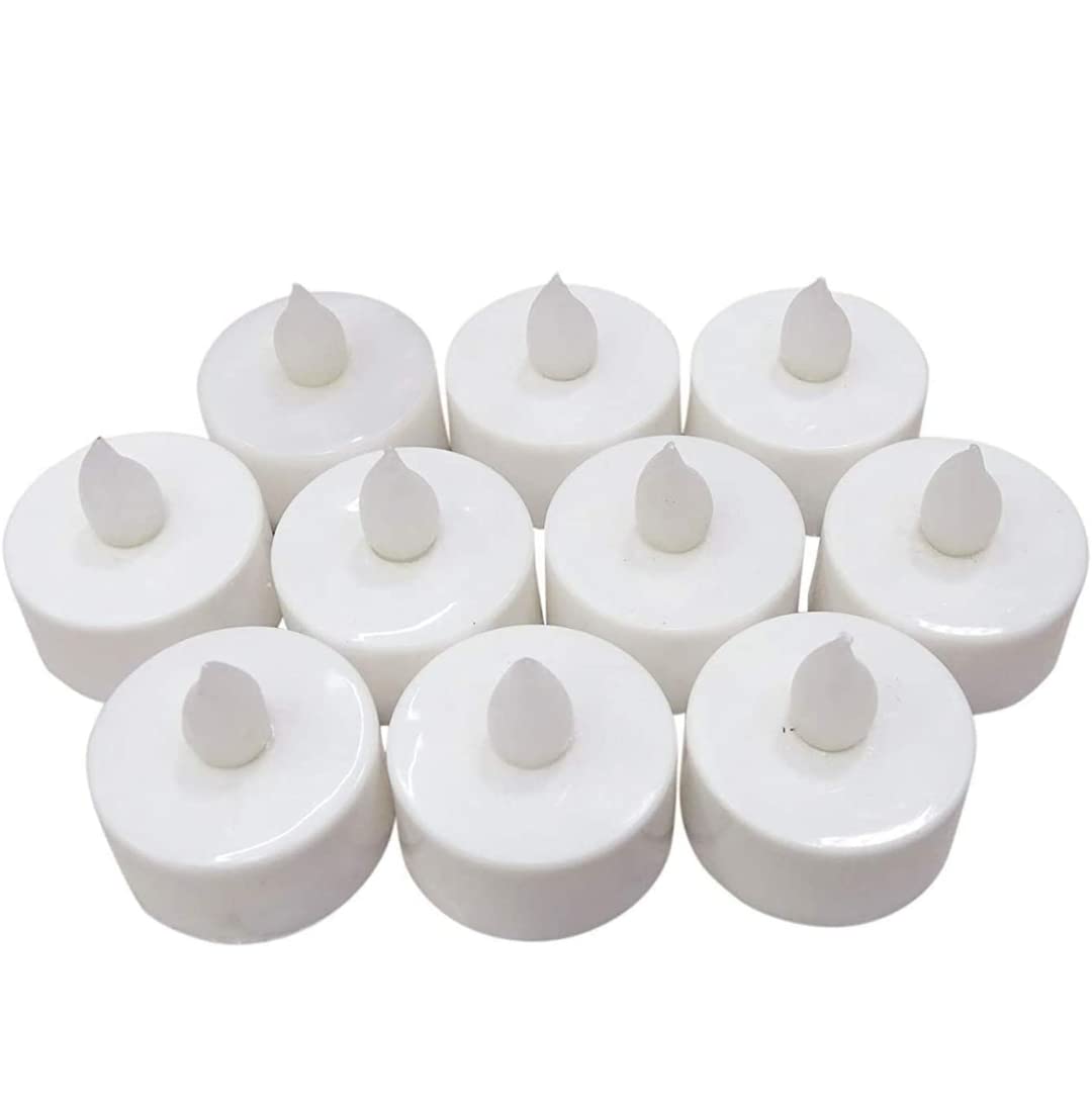 Flameless LED Tealight Candles 12 Pcs - White Smokeless Plastic Decorative Candle, Battery-Operated Safe Long-Lasting for Home, Weddings, Parties, Festivals & Creating Warm Romantic Ambience