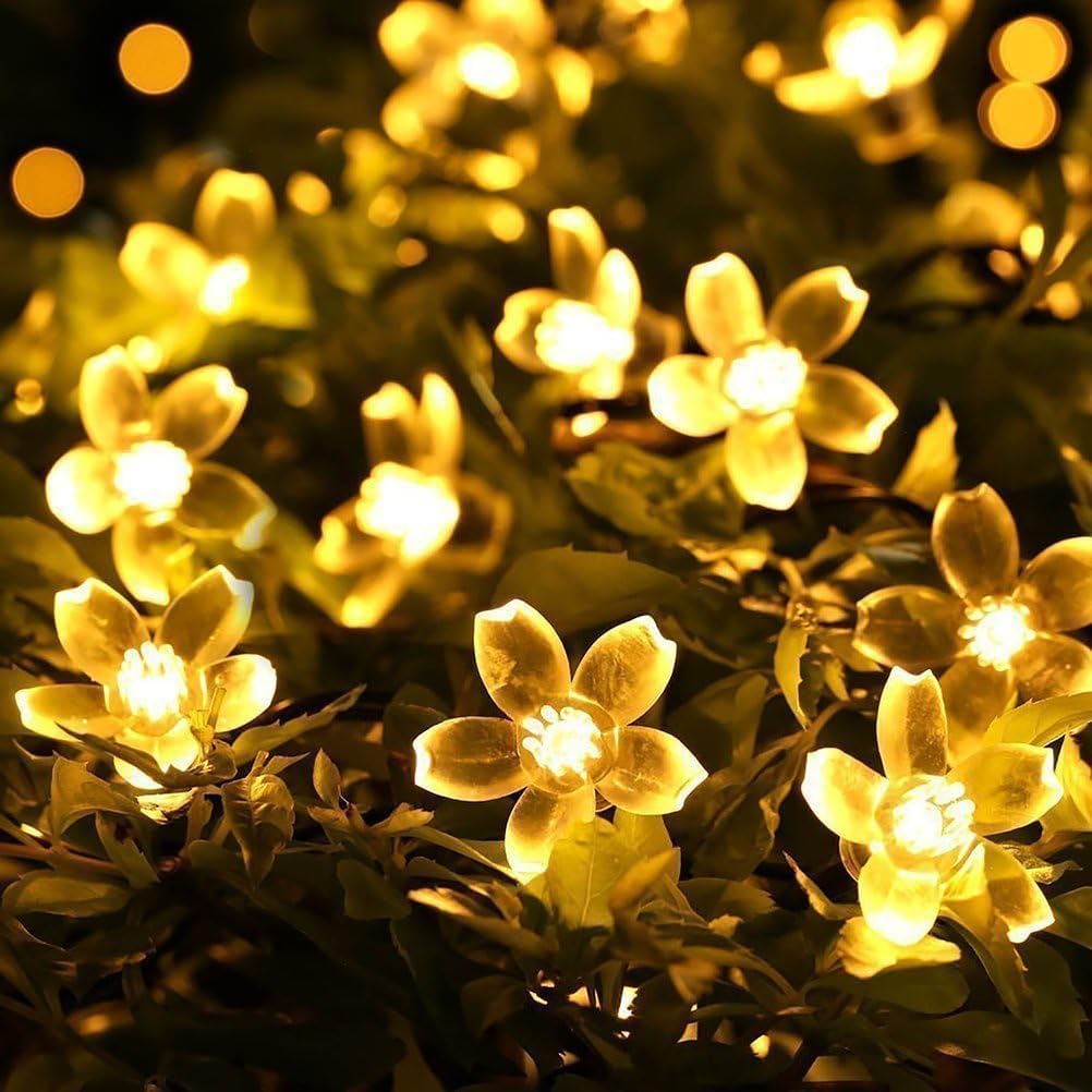 Silicone Flower LED String Fairy Lights Outdoor and Indoor for Home Decoration Light, Diwali Lights & Christmas,Party (Warm White,Corded Electric) 16 LED's 3 Meter