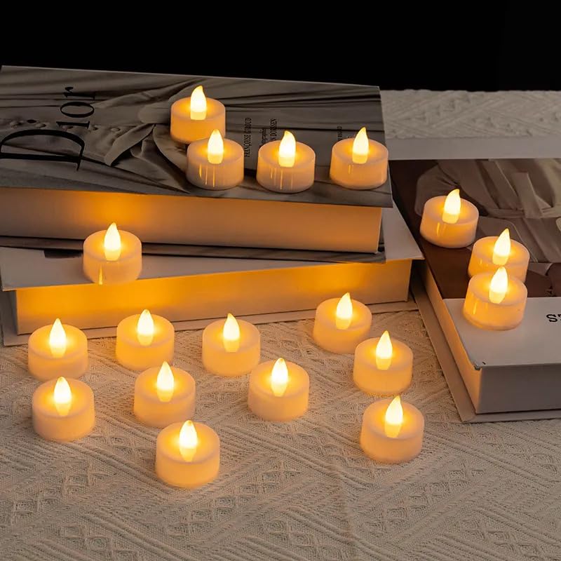 Flameless LED Tealight Candles 12 Pcs - White Smokeless Plastic Decorative Candle, Battery-Operated Safe Long-Lasting for Home, Weddings, Parties, Festivals & Creating Warm Romantic Ambience
