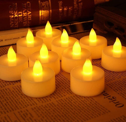 Flameless LED Tealight Candles 12 Pcs - White Smokeless Plastic Decorative Candle, Battery-Operated Safe Long-Lasting for Home, Weddings, Parties, Festivals & Creating Warm Romantic Ambience